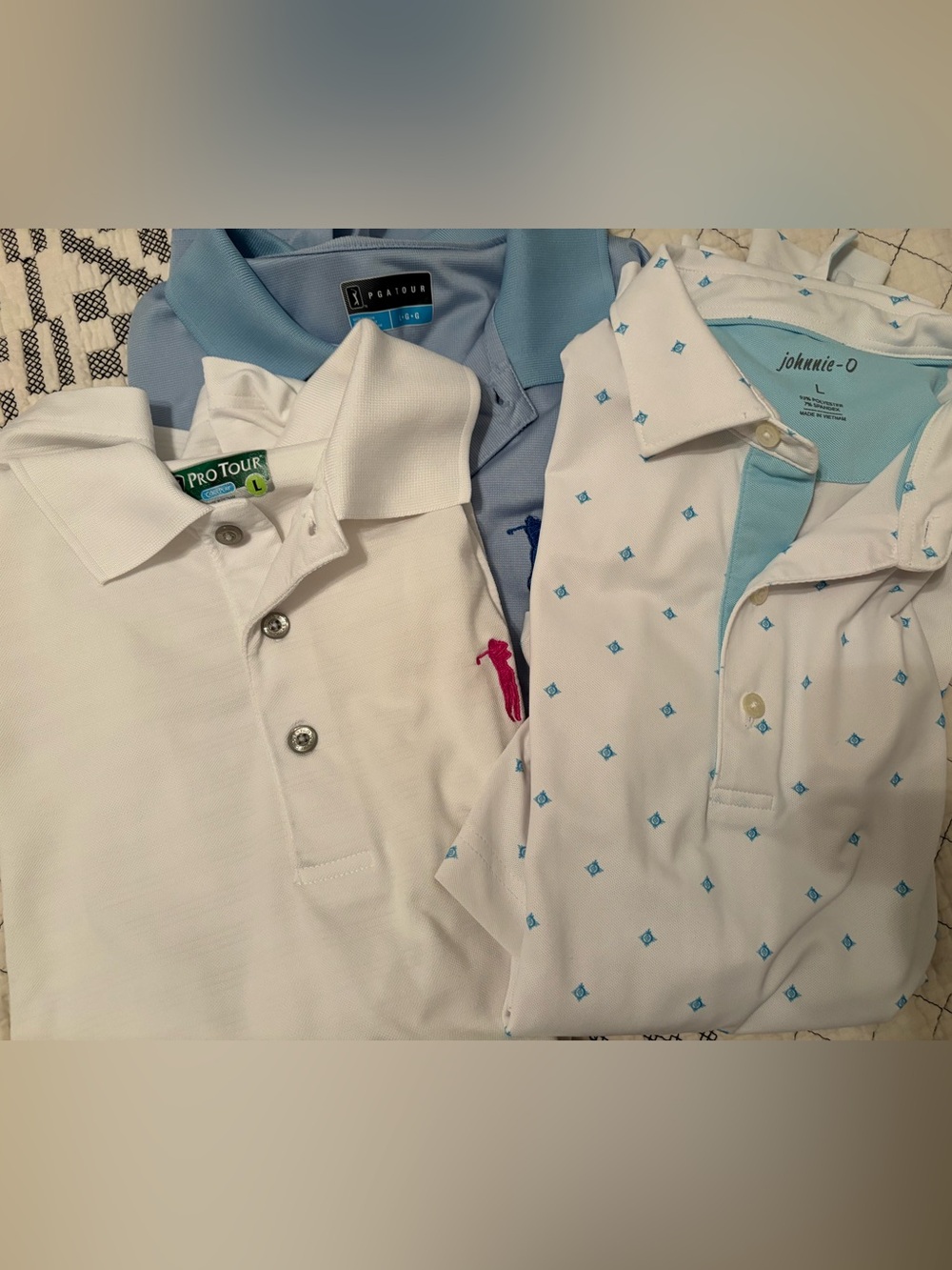 3 golf polo shirts johnnie-O/ PGA tour/ Pro tour L